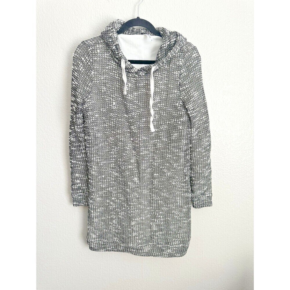 Fabletics Yukon Sweater Dress Women's Medium Marled Open Knit Hooded Cozy Sporty